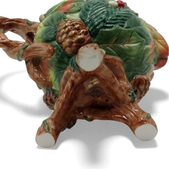 FITZ and FLOYD Christmas Lodge Pitcher Creamer With Pinecone and Leaf Design - Picture 11 of 13